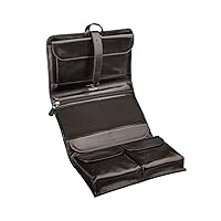 Maxwell Scott - Mens Luxury Leather Folding Hanging Toiletry Bag with Buckle Fastening and Hook - The Pratello Black