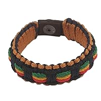 NOVICA Artisan Handmade Men's Wristband Bracelet Colorful Woven Cord from Africa Multicolor Ghana 'Good Vibes'