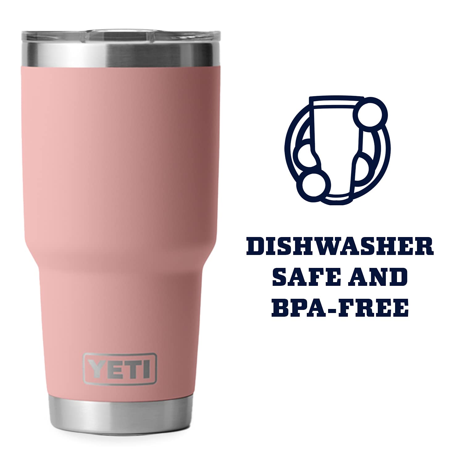 YETI Rambler 30 oz Tumbler Retired Colors, Stainless Steel, Vacuum Insulated with MagSlider Lid, Sandstone Pink