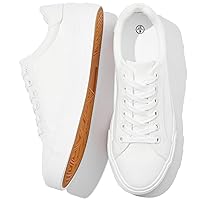 Witwatia Women's Casual Canvas Shoes Low Top Play Fashion Sneakers Ladies Canvas Tennis Shoes Lace-Up Comfortable White Canvas Shoes for Girls