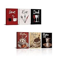 RnnJoile Black and Red Kitchen Wall Decor Canvas| Bundle| Eat Drink Love & Coffee Picture Prints Art for Home Decoration Ready to Hang 12x16Each
