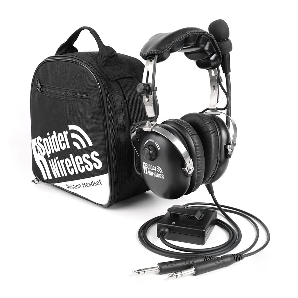 ANR Aviation Headset with Active Noise Reduction, MP3 Music Input, Mono/Stereo Switch, GA Dual Plugs, Includes Headset Bag