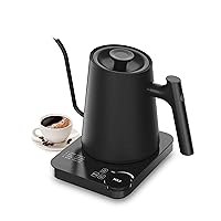 Gooseneck Electric Kettle, Electric Kettle with 4 Variable Presets, ±1℉ Temperature Control & LED Real-time Temperature Display, Stainless Steel Inner, 24H Keep Warm for Coffee, Tea, 0.9L