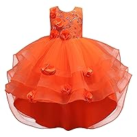 5t to 12Y Straight Dress Little Girls Sheer Ruffle Finish Party Dress and Headband Two Piece Set