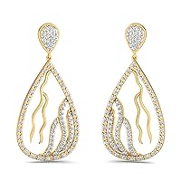 VVS Certified Latest Circle Style Earrings 1.64 Ctw Natural Diamond With 14K White/Yellow/Rose Gold Drop Earrings