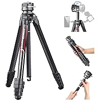 Lightweight Camera Tripod for Travel, COMAN 62.2 inch Compact Carbon Fiber Tripod Stand, 360°Ball Head Detachable with 1/4” Arca Plate, for Phone Canon Nikon Sony, DSLR Camera, Black