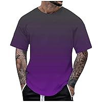 Tshirts Shirts for Men Summer Casual Sports Fashion Lapel 3D Gradient Short Sleeved Round Neck T Shirt