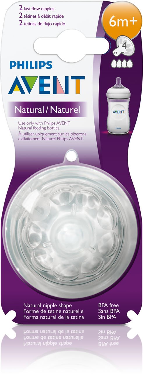 Philips AVENT BPA Free Natural Fast Flow Nipples, 2-Pack