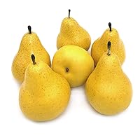 6pcs Fake Pears Artificial Fruits Vivid Yellow Pear for Home Fruit Shop Supermarket Desk Office Restaurant Decorations Or Props (Yellow)