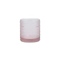 Fortessa Jupiter Beaded Hobnail Glass, 14 Ounce Triple Old Fashioned (Set of 6), Pink