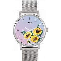 Yellow Sunflower Flower Watch Ladies 38mm Case 3atm Water Resistant Custom Designed Quartz Movement Luxury Fashionable
