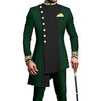 African Suits for Men Single Breasted Embroidery Blazer and Pants 2 Piece Set Dashiki Outfits Party Wedding