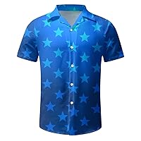 Patriotic Short Sleeve Button Up Shirts for Men Basic American Flag Shirts for Men for 4th of July and Summer