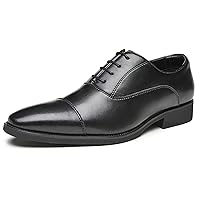 Mens Dress Shoes Cap Toe Oxfords Shoes Leather Formal Tuxedo Casual Derby Wedding Shoes for Men
