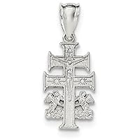 Caravaca Crucifix Pendant with Angels, Sterling Silver