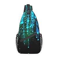 The Nature Wildlands Activities Pattern Printed Canvas Sling Bag Crossbody Backpack, Hiking Daypack Chest Bag For Women Men