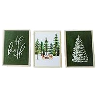 Melody Jane Dolls Houses Dollhouse 3 Piece Picture Set Green Christmas Tree Theme Wall Art Printed Card