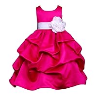 Pink Promise Fuchsia Hot Pink Wedding Pageant Flower Girl Pick-Up Dress with Bow
