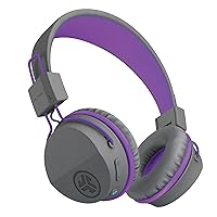 JLab Audio JBuddies Studio Bluetooth On-Ear Kids Headphones, 13 Hour Battery Life, Studio Volume Safe, Volume Limiter, Folding, Adjustable, Noise Isolation, with Mic, Gray/Purple