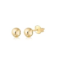 Gold Ball Stud Earrings for Women and Girls | 10k, 14k | White Yellow or Rose Gold | 5mm -12mm | Nickel Free