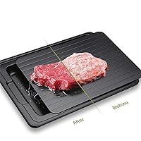 Defrosting Tray Fast Defrosting Tray With Cleaner Frozen Meat Defrost Food Thawing Plate Board Kitchen Tool for Pork Beef Fish (Color:Black,Size:29. 5 x 20. 5 x 0.2cm) QQLONG