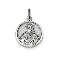 Sterling Silver Sacred Heart Of Jesus Medal Pendant Necklace Chain Included