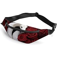 Snake Red Rose Crossbody Fanny Pack Fashion Waist Bag with Adjustable Strap for Men Women