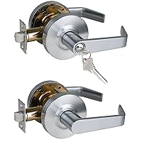 Passage&Keyed Entry Commercial Door Locks, Heavy Duty Grade 2 Lever, Non-Handed, UL 3 Hour Fire Rated, ADA Compliant, Satin Chrome Finish 26D, 2-3/4''Backset