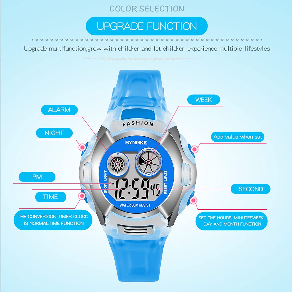 KINGNUOS Fashion Outdoor Sports Watches Digital Watch Ultra Light Small Watch Waterproof LED Student Electronic Wrist Watch
