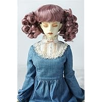 JD275 8-9inch 21-23CM Double Curly Pony Synthetic Mohair Doll Wigs 1/3 SD BJD Doll Hair (Purple)