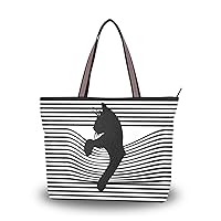 JSTEL Tote Bag for Women with Zipper and Pockets,Polyester Tote Bag Pattern Tote Purse Women Handbag
