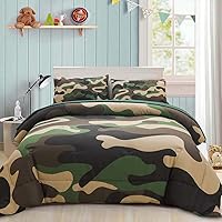 Holawakaka Twin Size Camouflage Bedding Comforter Set with Sheets, Boys Girls Men Camo Bed in A Bag 5 Pieces,Kids Teens Dorm Bed Sets Neutral Farmhouse Lodge Cabin Army Bedspread (Army Green, Twin)