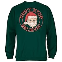 Old Glory Christmas Don't Stop Believin' Forest Green Adult Sweatshirt - Small