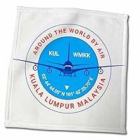 3dRose Round badge, a blue airliner. Text Kuala Lumpur Malaysia, coordinates - Towels (twl-304577)