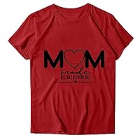 Mom Shirts Women Mother's Day Summer T-Shirt Funny Letter Print Casual Short Sleeve Tops Mama Gift Crewneck Tees