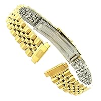 10-14mm Gilden Gold Tone Stainless Steel Ladies Deployment Buckle Watch Band Long
