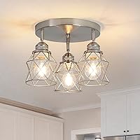 Kitchen Light Fixtures Ceiling Mount, 3-Lights Multi-Directional Ceiling Lamp with E26 Base, Adjustable Flush Mount Ceiling Light Fixtures for Farmhouse Kitchen Hallway Dining Room Entryway