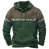 Mens Western Aztec Print Hoodies Vintage Ethnic Graphic Sweatshirt Hooded Drawstring Pullover Hoodie Tops with Pocket