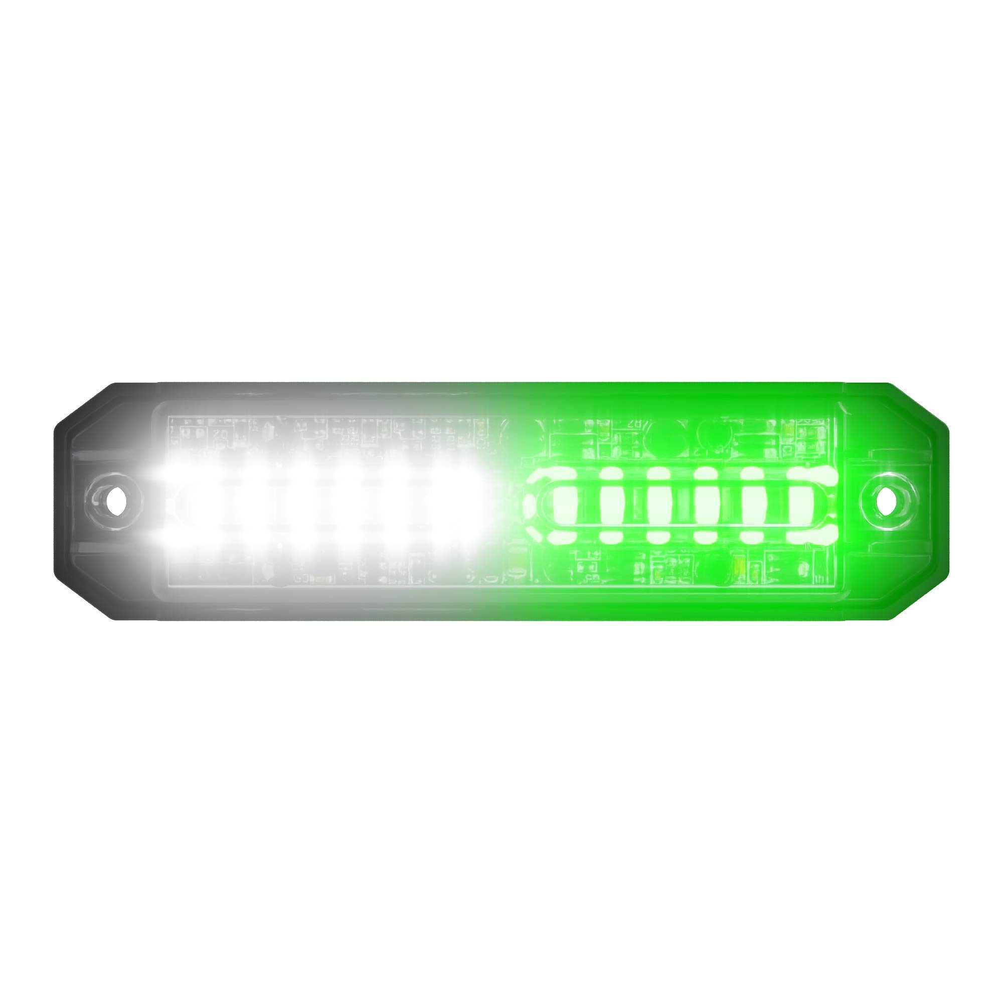 Abrams Ultra Series [Green/White] 36W - 12 LED [SAE Class-1] Security Patrol Vehicle Truck [Dual Color] LED Grille Light Head Surface Mount Strobe ...
