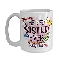 Sister Mug for Women Funny Birthday Christmas Idea from Brother Sarcastic Gag Jokes for Her Sassy Novelty 11 or 15Oz White or Black Ceramic Coffee Tea