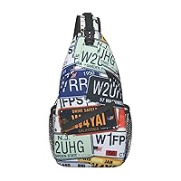 License Plate Sling Backpack, Multipurpose Travel Hiking Daypack Rope Crossbody Shoulder Bag