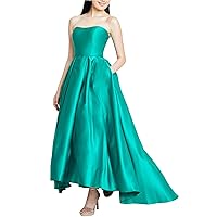 Betsy & Adam Womens Strapless High-Low Gown Dress, Green, 4