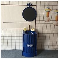 Bathroom Basin Vanity Unit Furniture, Free Standing Bathroom Cabinet Under Sink Bathroom Cabinet, Industrial Style Removable Free Stand Iron Art Vanity,Blue,with Mirror