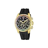 Festina F20650/3 Women's Analogue Quartz Watch with Silicone Strap, Black-Gold, Strap.
