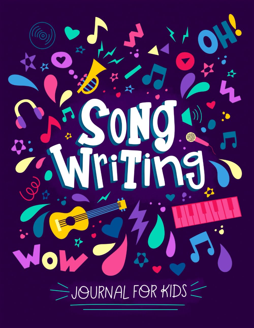 Song Writing Journal for Kids: Notebook Featuring Blank Wide Staff Sheet Music, Manuscript Paper with Lines for Lyrics or Notes, and An Introduction to Basic Music Theory | For Children and Beginners