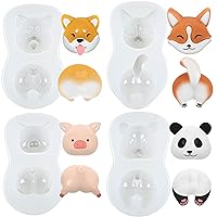 Animal Head and Butt Candy Silicone Mold, Piggy Puppy Fox Panda 1