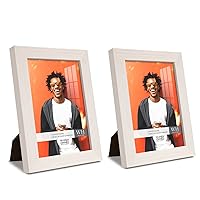 Renditions Gallery 5x7 inch Picture Frame Set of 2 High-end Modern Style, Made of Solid Wood and High Definition Glass Ready for Wall and Tabletop Photo Display, White Frame