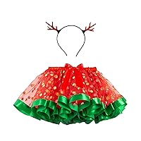 Kids Girls Christmas Dance Party Costume Cartoon Tulle Skirt Ballet Skirts Hairband Set School Look for Girls