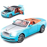 EROCK New Version -Exquisite car Model 1/24 Rolls-Royce Dawn Model Car,Zinc Alloy Pull Back Toy car with Sound and Light for Adults and Children Gift. (Blue)