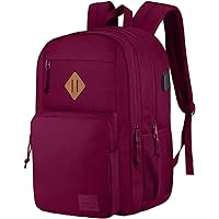Classic Anti-Theft Laptop Backpack for Men and Women, Burgundy, 17.3